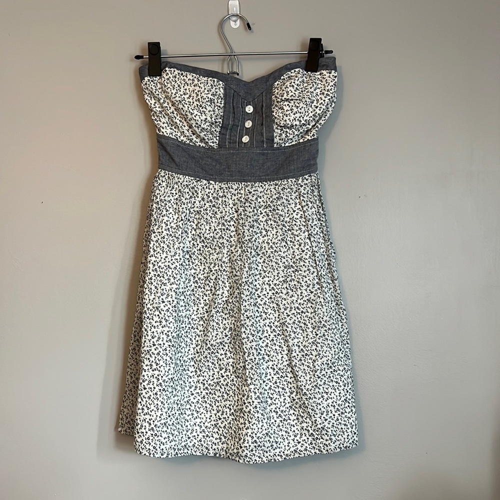 Strapless Flower Pattern Dress